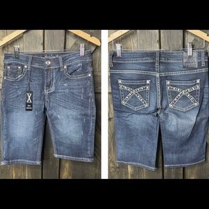TEN Denim Embellished Bling Bermuda Shorts - Size 13